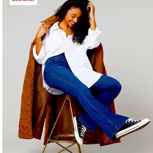 Spanx Flare Leg High Rise Stretch Jeans size womens small blue comfort